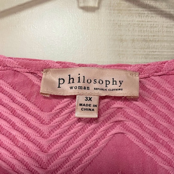 Philosophy Pink Chevron Textured 3/4 Sleeve Top Sz 3X - Picture 3 of 6